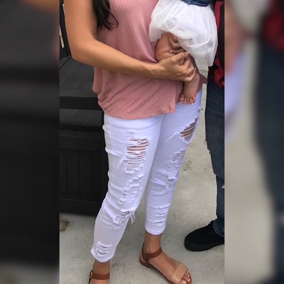 VIP Pants - White ripped pants